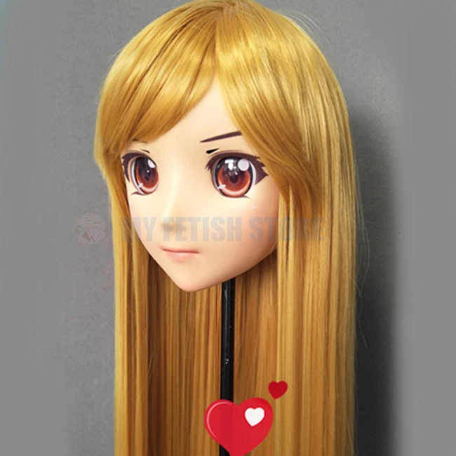 (Jiang 04) Женская милая девочка резиновая полуголовая маска кигуруми с BJD глазами