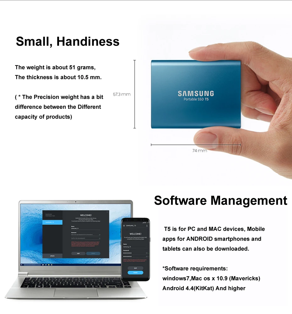SAMSUNG T5 внешний ssd USB3.1 USB3.0 250 gb/500 gb HD Жесткий диск disco duro externo 1 ТБ твердотельные диски HDD для настольного ноутбука