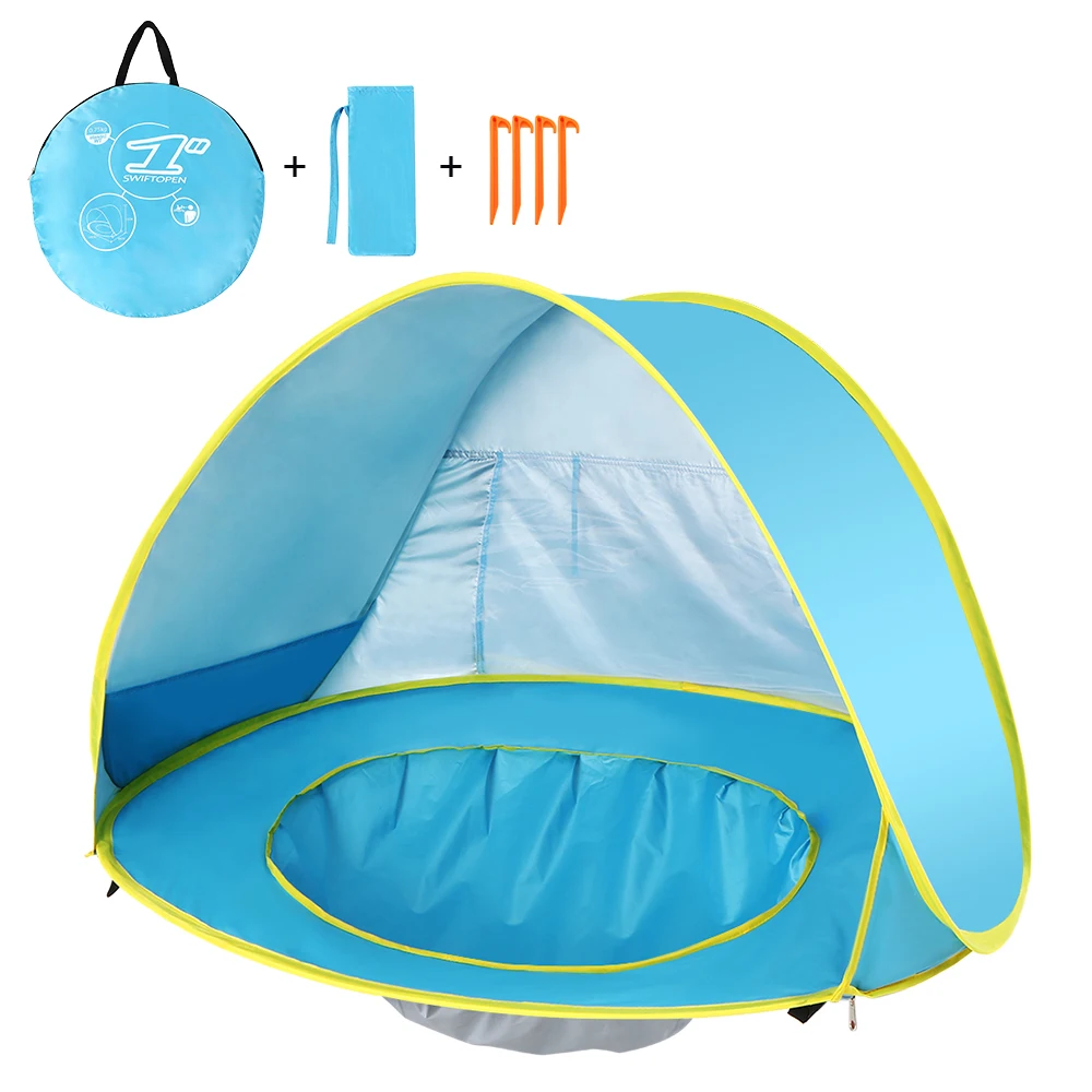 Всплывающий детский пляжный тент Водонепроницаемый Анти УФ солнцезащитный с