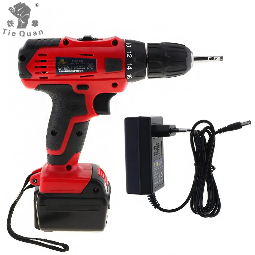 

AC 110 - 220V Cordless 21V Electric Drill /Screwdriver with Lithium Battery Adjustment Switch and Two-speed Adjustment Button