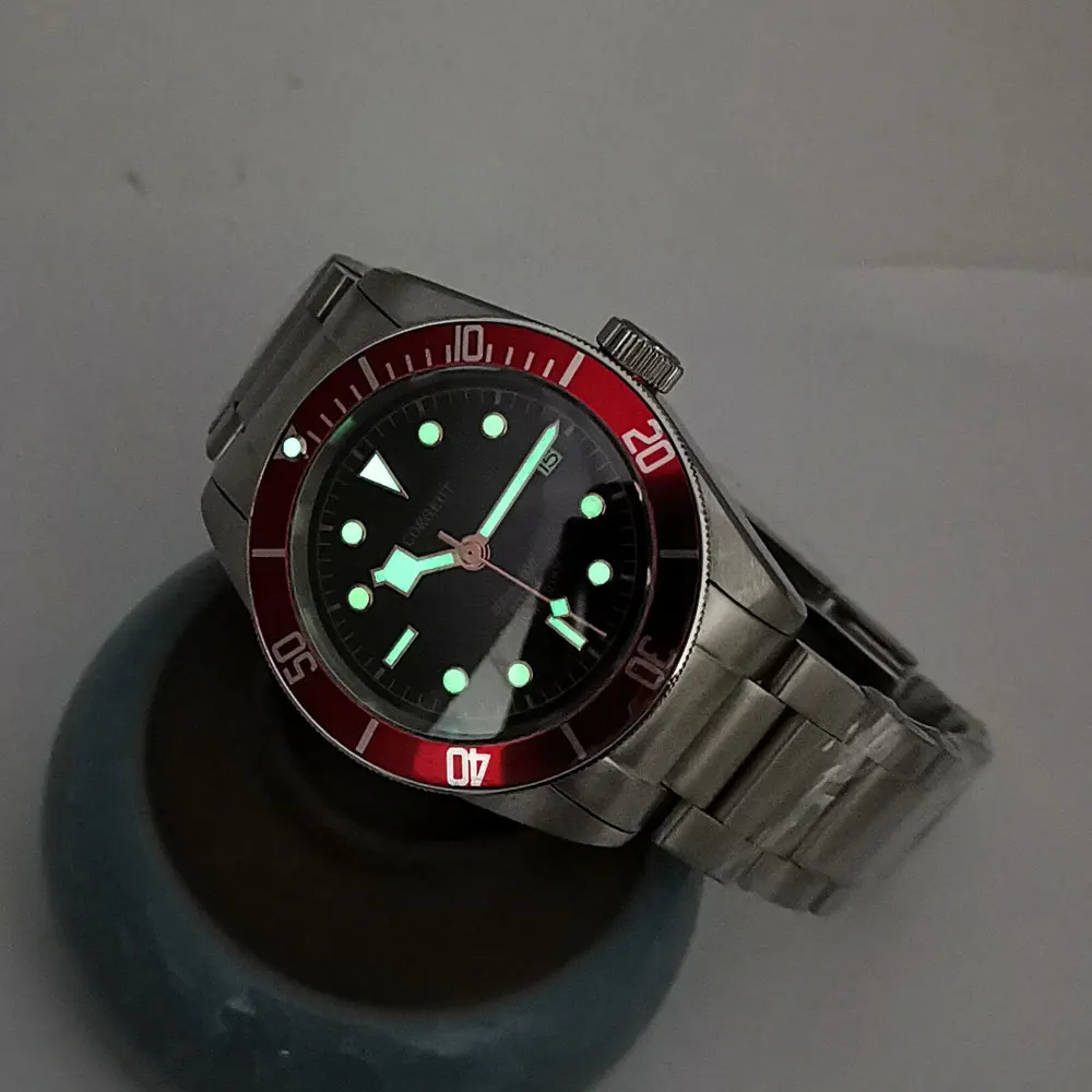 

41mm Corgeut men's watch black dial red Bezel sapphire glass Automatic wrist watch CA-10