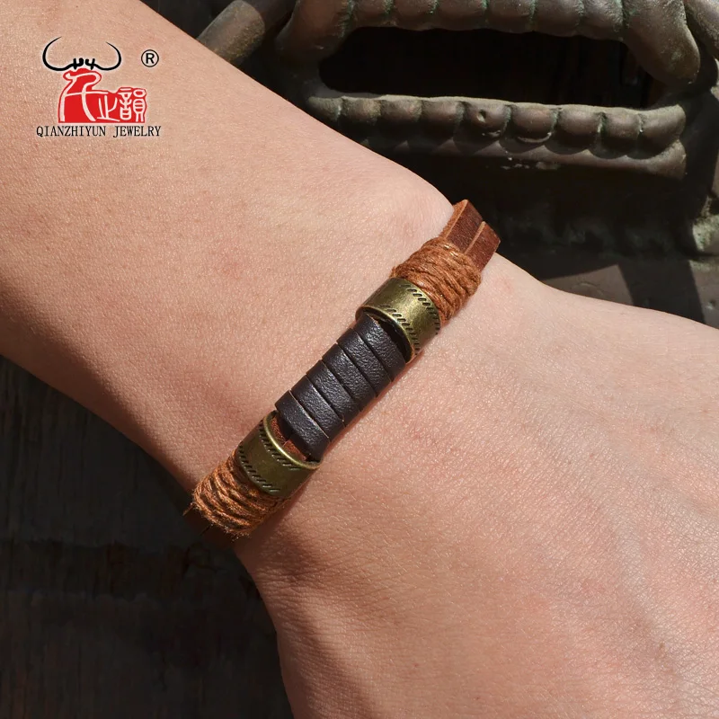 Крутой кожаный браслет для мужчин и женщин браслеты в стиле панк ретро