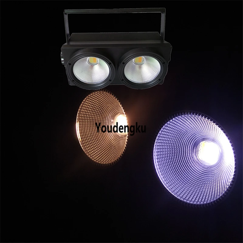 Фото Dmx 2x100w 2 eyes COB теплый и холодный белый Светодиодный светильник для Dmx 2x100w 2 eyes COB теплый и холодный белый Светодиодный светильник для