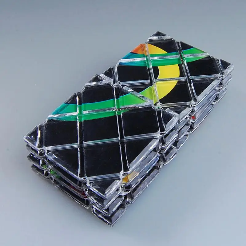 LingAo Mini 8 панелей 3 кольца черная волшебная Складная головоломка куб твист