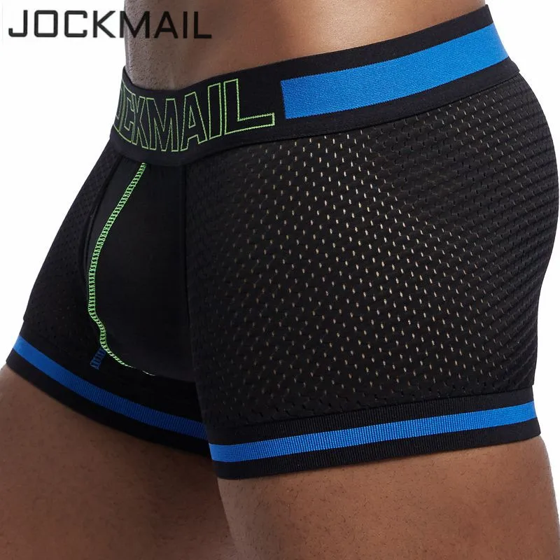 JOCKMAIL фирменное Мужское нижнее белье боксеры новые сетчатые шорты мужские трусы
