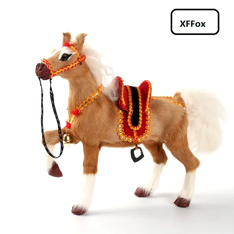 

new real life yellow horse model plastic&furs simulation horse doll with saddle gift about 24x7x21cm xf1835