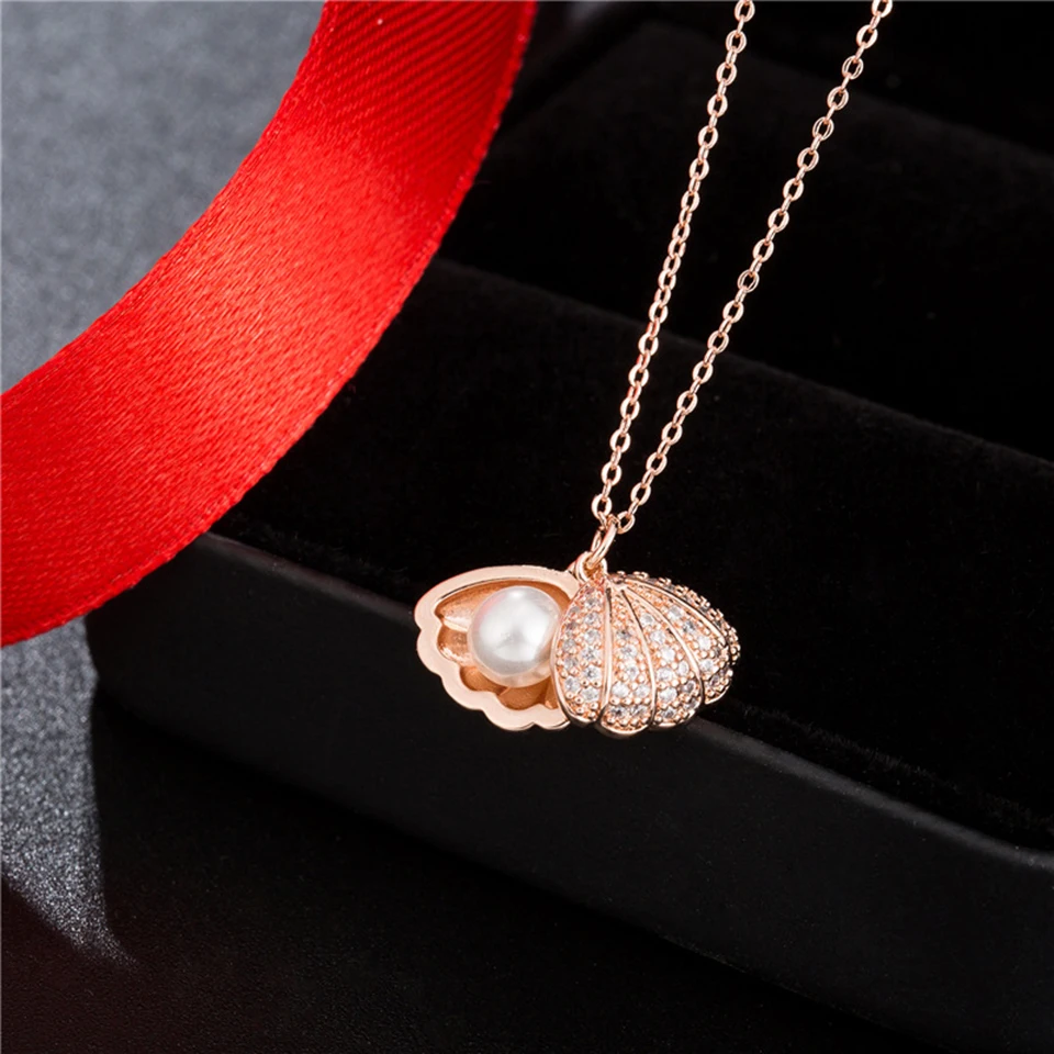 Ожерелье с подвеской в виде ракушек Peael золотого розового цвета цепочка из