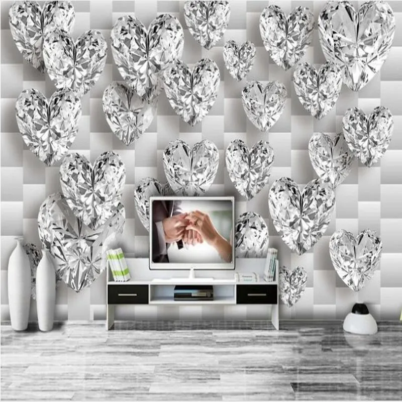 wellyu Custom large fresco diamonds long classic luxury high - end 3D backdrop fabric wallpaper papel de parede | Обустройство дома