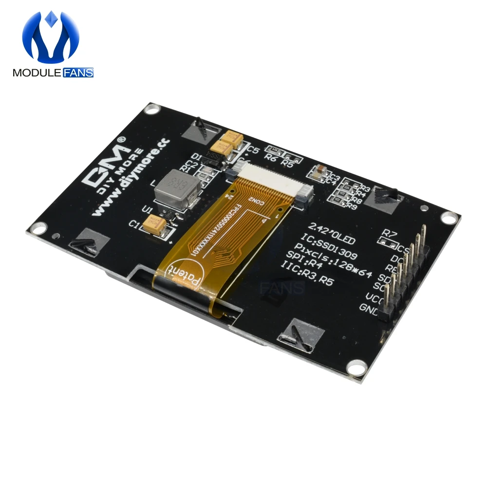 Цифровой ЖК-экран 12864 128X64 зеленый OLED дисплей модуль C51 плата для Arduino Diy Электронные 2,4" 2,42 дюймов SSD1309 STM32