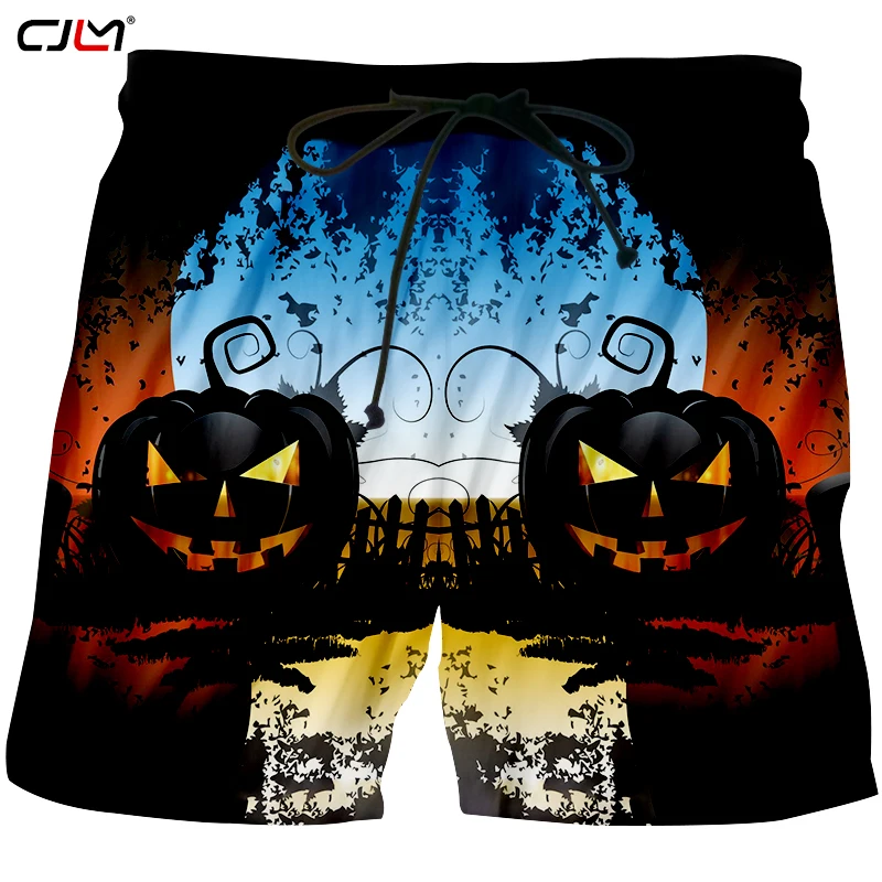 

CJLM Halloween Black Pumpkin Man Shorts Best Selling Fashion Men's Colored Squares Shorts Casual Brand Clothing