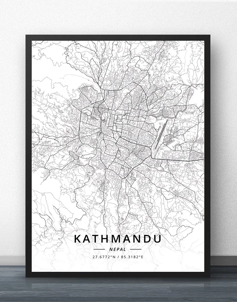 Kathmandu Nepal Map Poster