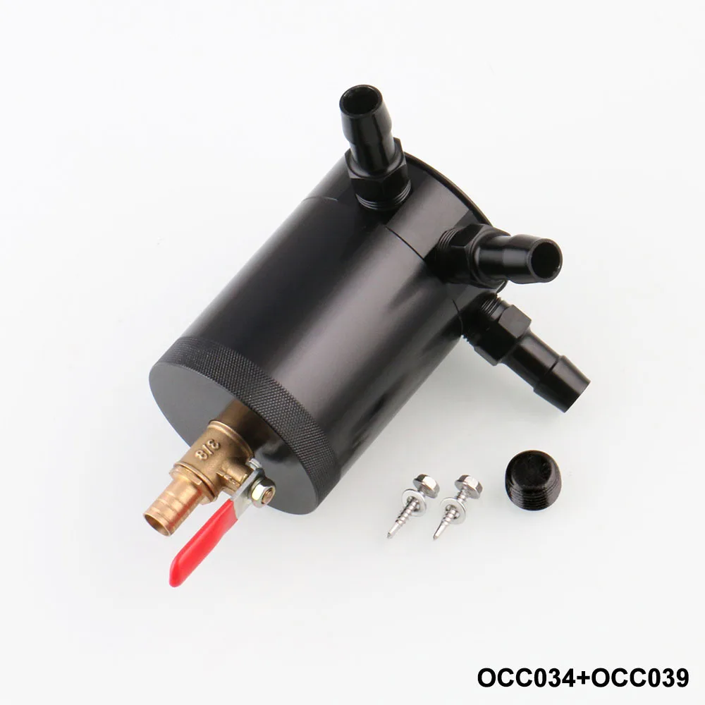 

New Car Accessories Compact Baffled Oil Catch Can Oil Separate 3-Port 2 Ounces Metal Red