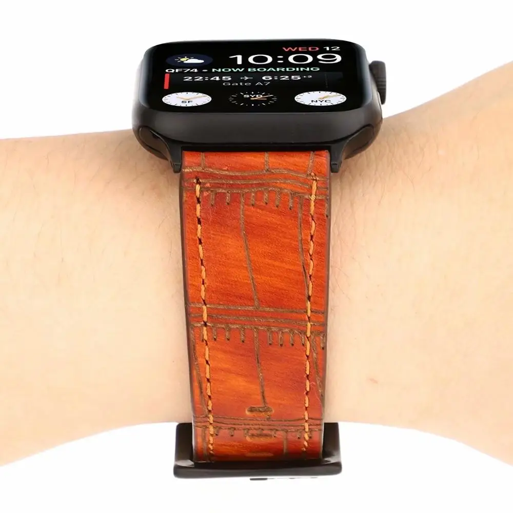 

Premium Leather Breathable Bracelet Replacement strap For apple watch 4 44/40mm bamboo wristband for Iwatch Series 3 2 1 42/38mm