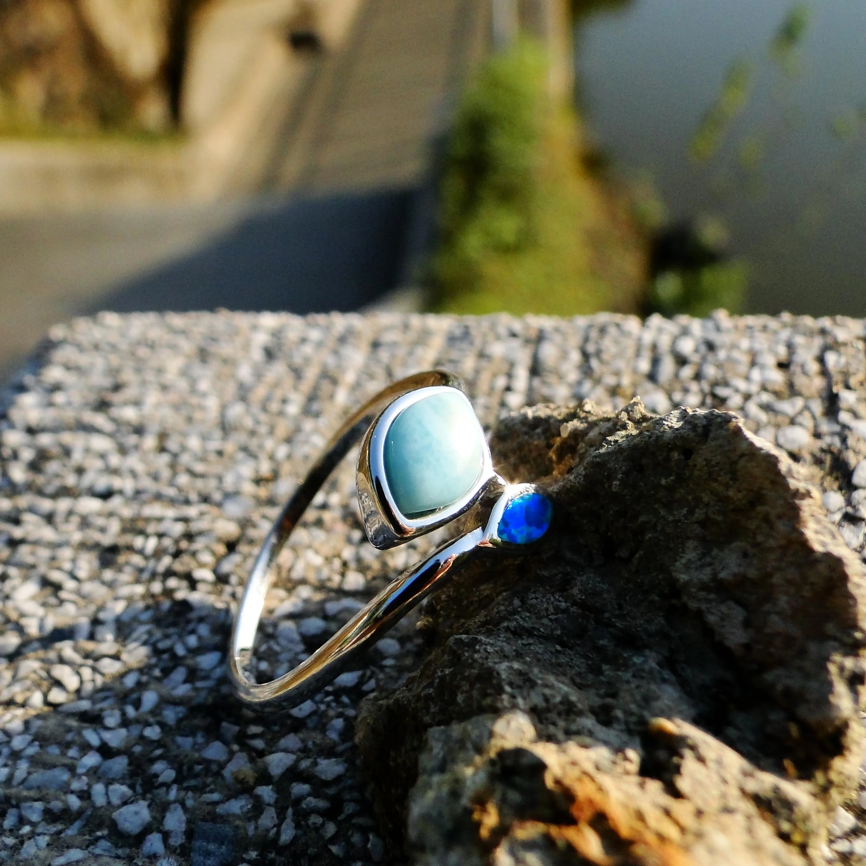Изысканные натуральные кольца Larimar, кольца с листьями, женские кольца Larimar, ювелирные изделия с голубым опалом, 925 пробы, серебряные ювелирные изделия Larimar, обручальные кольца