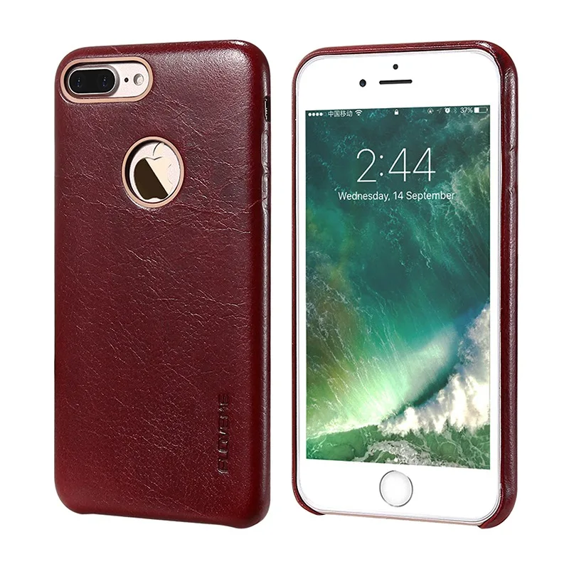FLOVEME брендовые чехлы из натуральной кожи для iPhone 6, 6 S 6s Plus 7 Plus металлический логотип отверстие ультра крышка для iPhone 6 6s Plus 7 Plus Capa - Цвет: Red