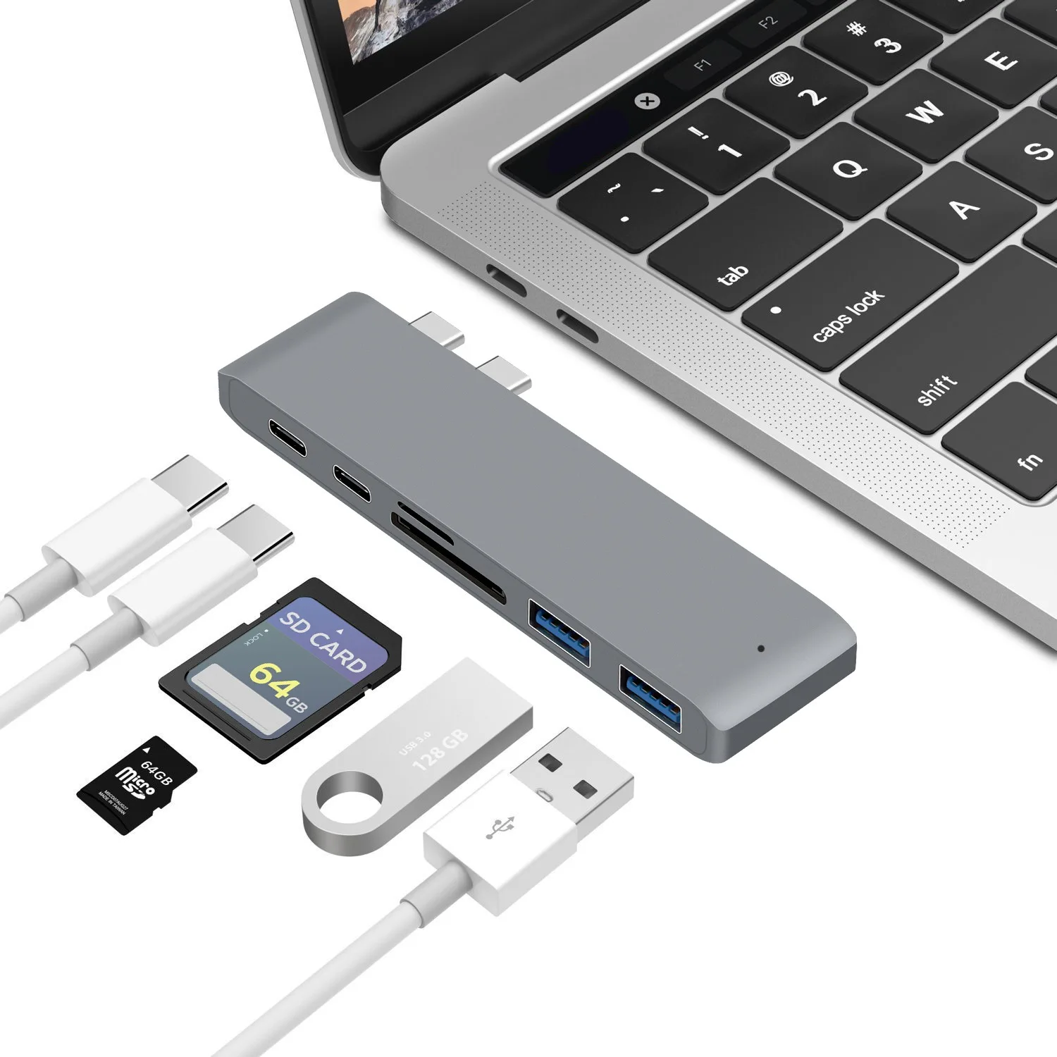 Двойной Концентратор type-C+ кардридер+ зарядка PD 4 K HD переходник для MacBook