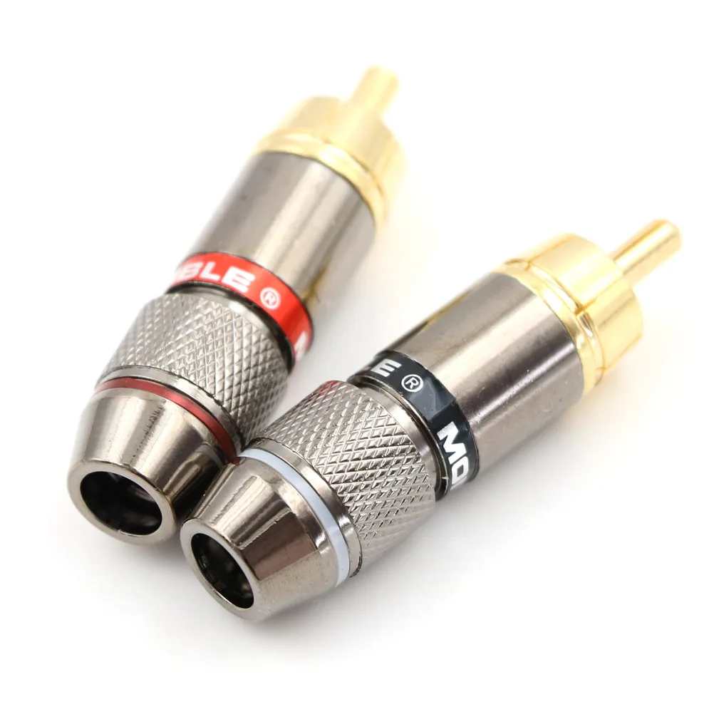 

2Pcs/lot Support Cable Black&Red Gold Plated RCA Connector RCA Male Plug Adapter Video/Audio Wire Connector