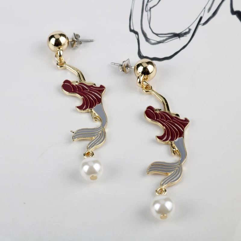 Женские модные серьги стержня уха ювелирные изделия в сказочном стиле Русалка