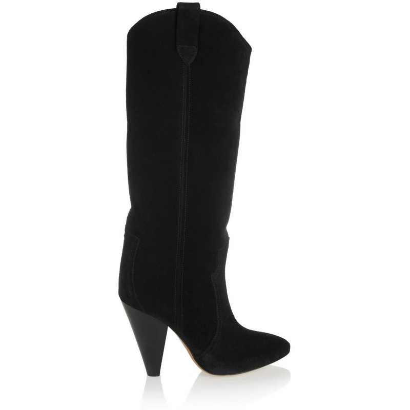 SHOOEGLE Botas Mujer серо-коричневые замшевые сапоги до бедра Повседневное Стиль Для