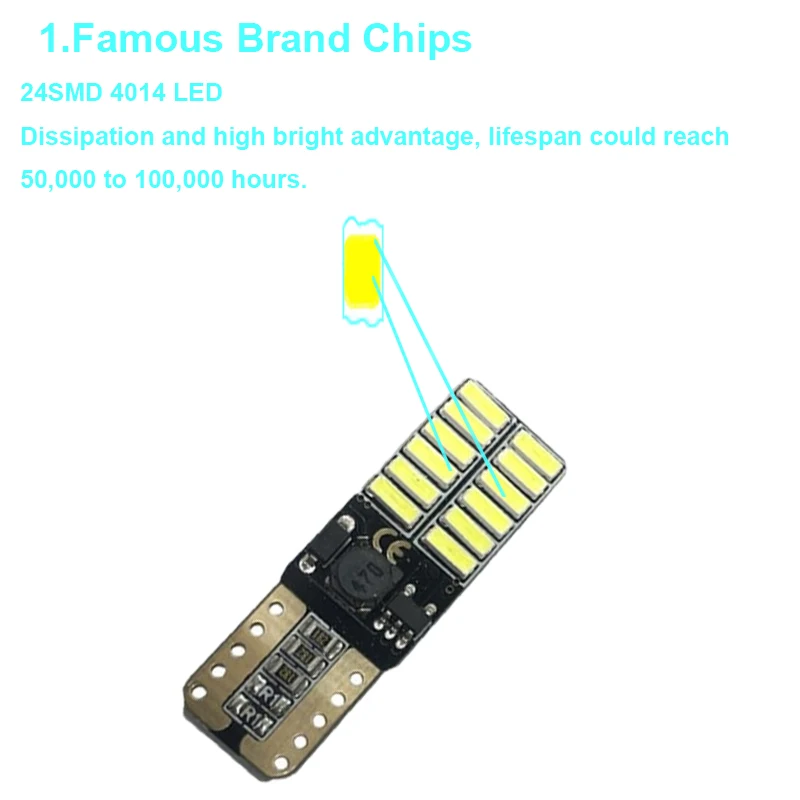 4 шт./лот без полярности Canbus T10 Светодиодные лампы 4014SMD 24 leds внутренний свет 194 168 W5W