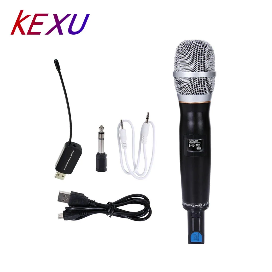 Kexu Pro UHF беспроводной микрофон Ручной вокальный с приемником аудио кабель USB