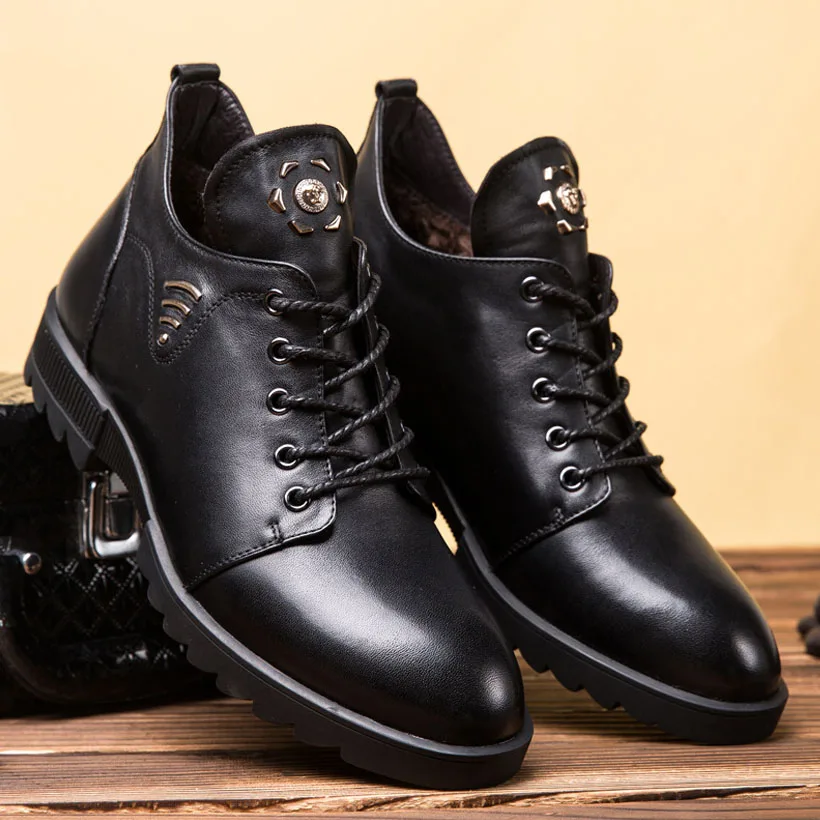 High Quality Men Boots Winter Casual Brand Warm Shoes Genuine Leather Plush Fur Fashion Rivet Martin |