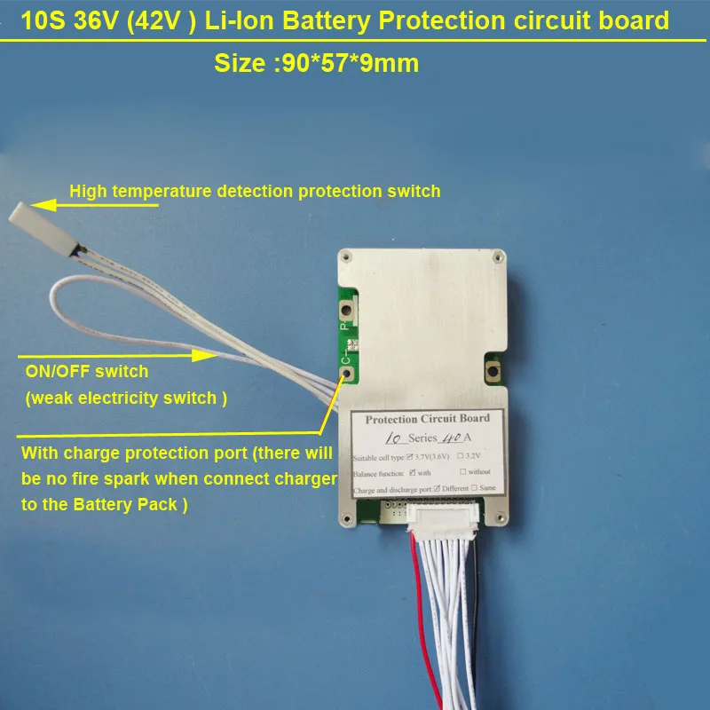 

36V 10S PCB board 42V with 40A constant discharge current and bms with on off switch for lithium 18650 or Lipo Battery BMS