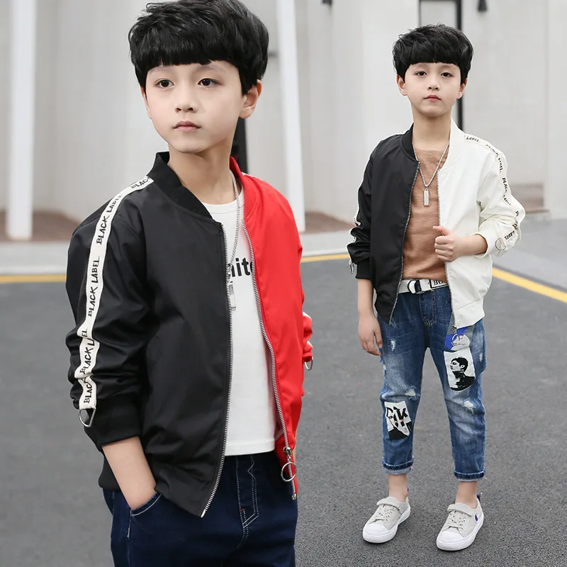 JIORMY 2019 autumn new fashion boys jackets big children's letter stitching zipper outerwears kids tops clothes |
