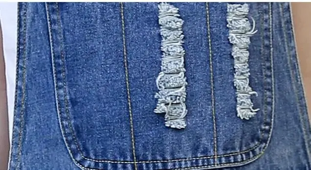 2018 отверстия для девочек-подростков Джинсовые комбинезоны девочек Сезон лето