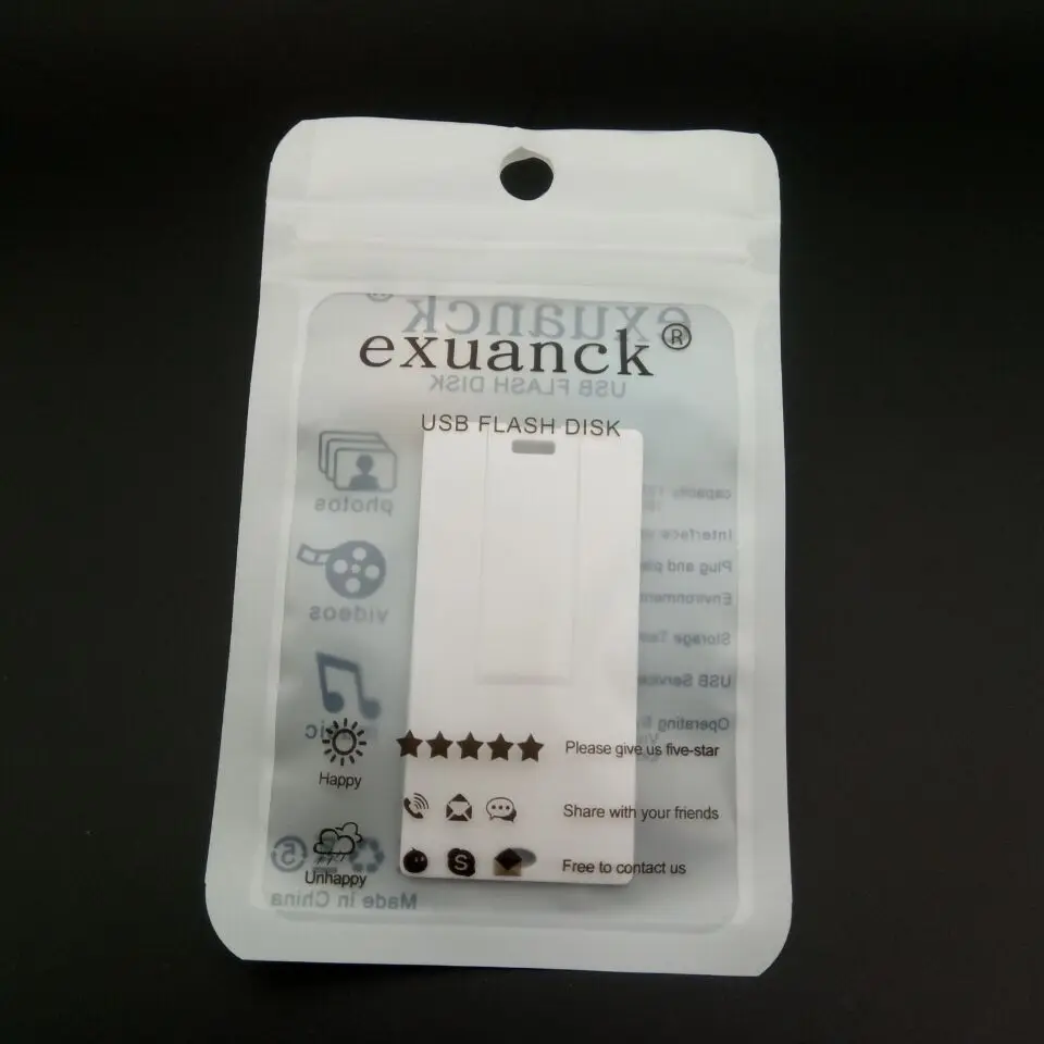 Exuanck 60*30 мм мини пластиковая белая кредитная карта Usb 2 0 флеш накопители 4 ГБ 8 16 32