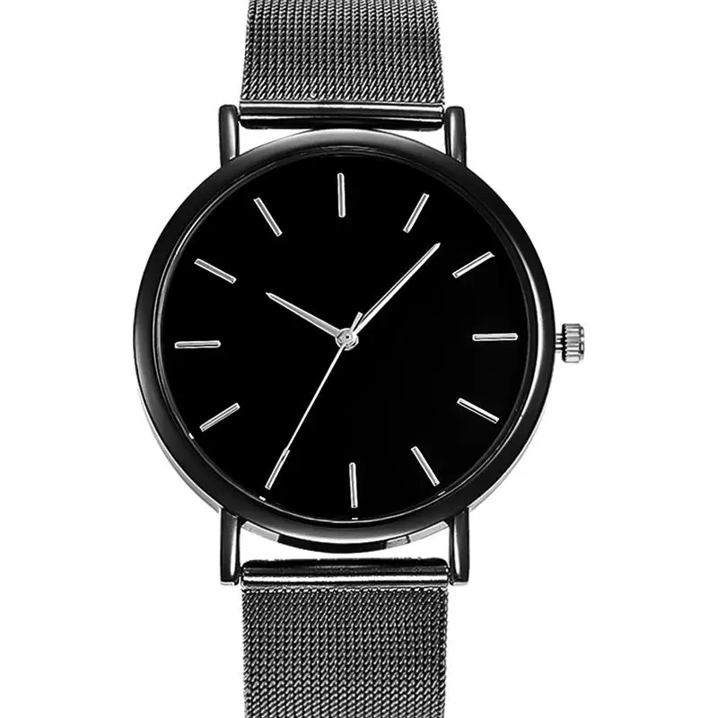 Black A Fashion Women Black Watches Mesh Band Stainless Steel Quartz Wristwatch Ladies Simple Watches Female Elegant Clock Reloj Mujer - Цвет: Black A