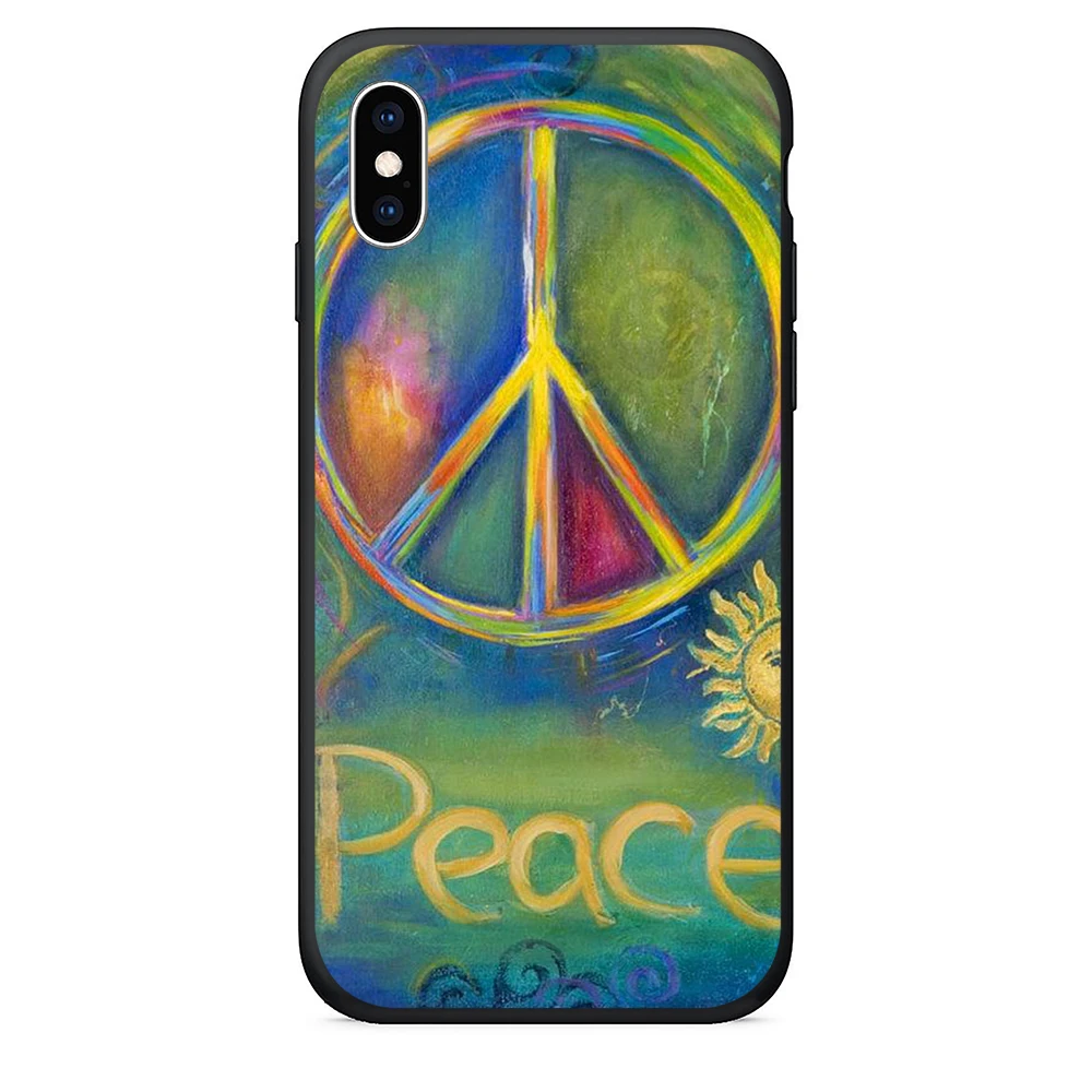 ТПУ чехол для телефона iPhone 6s Чехол Хиппи Psychedelic Art Peace 5 5S se 6 Plus 7 8 x xr xs max |