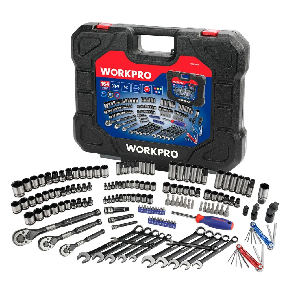WORKPRO 164PC набор инструментов, ручные инструменты для ремонта автомобиля, набор инструментов, механические инструменты, Набор торцевых головок, гаечные ключи, гаечные ключи