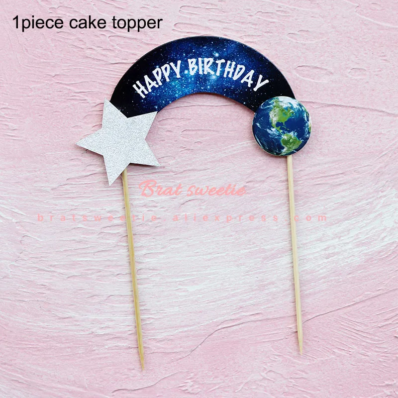 space hbd topper Солнечная система космический тематический день рождения декоративная бумага для вечеринок тарелка салфетка для чашек баннер Вихрь для детей планета тематические Вечерние - Цвет: space hbd topper