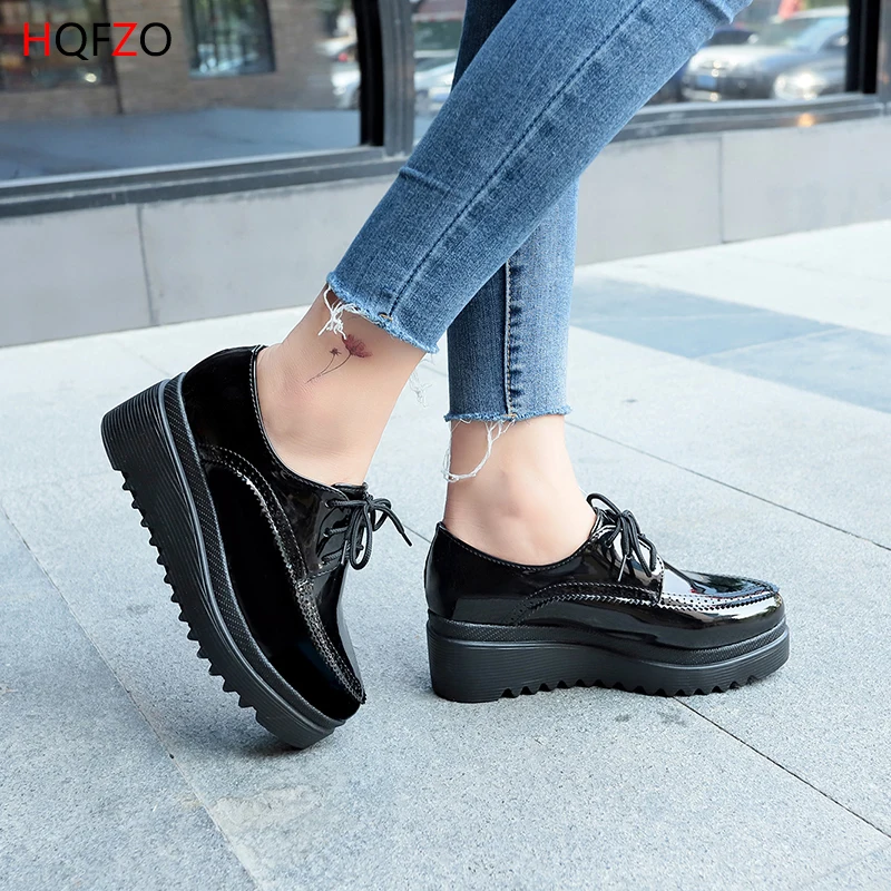 HQFZO Pantshoes/Женская обувь на плоской платформе 6 см Повседневная дышащая с