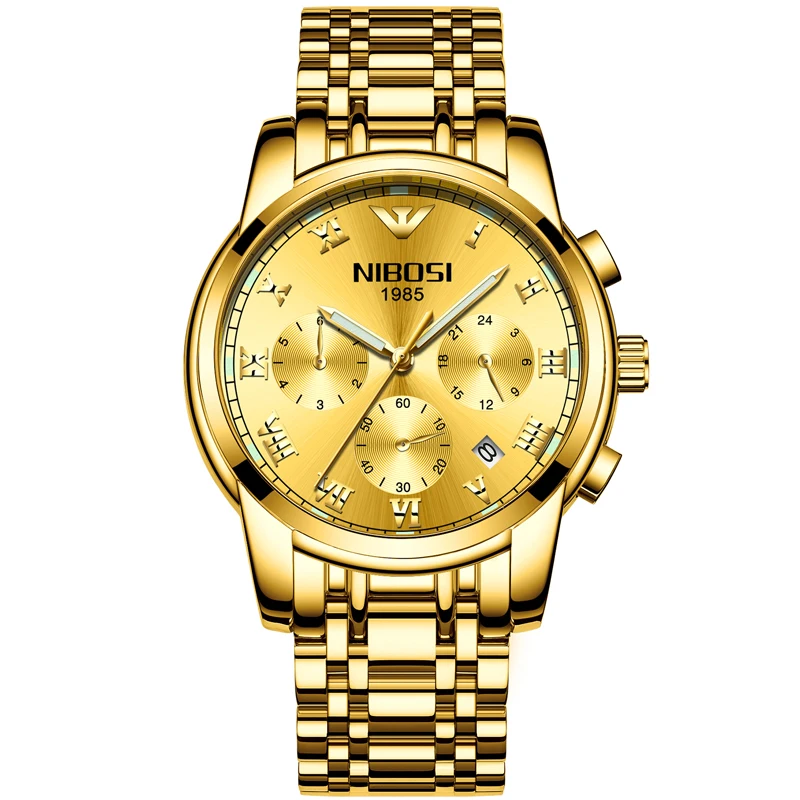 NIBOSI новинка 2019 мужские часы от ведущего бренда роскошные золотые