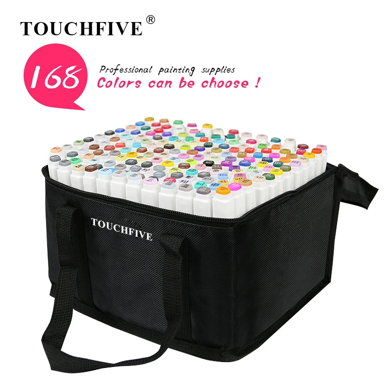 TOUCHFIVE 168 цветов одиночные художественные маркеры Кисть ручка эскиз на спиртовой основе маркеры двойная головка манга ручки для рисования товары для рукоделия