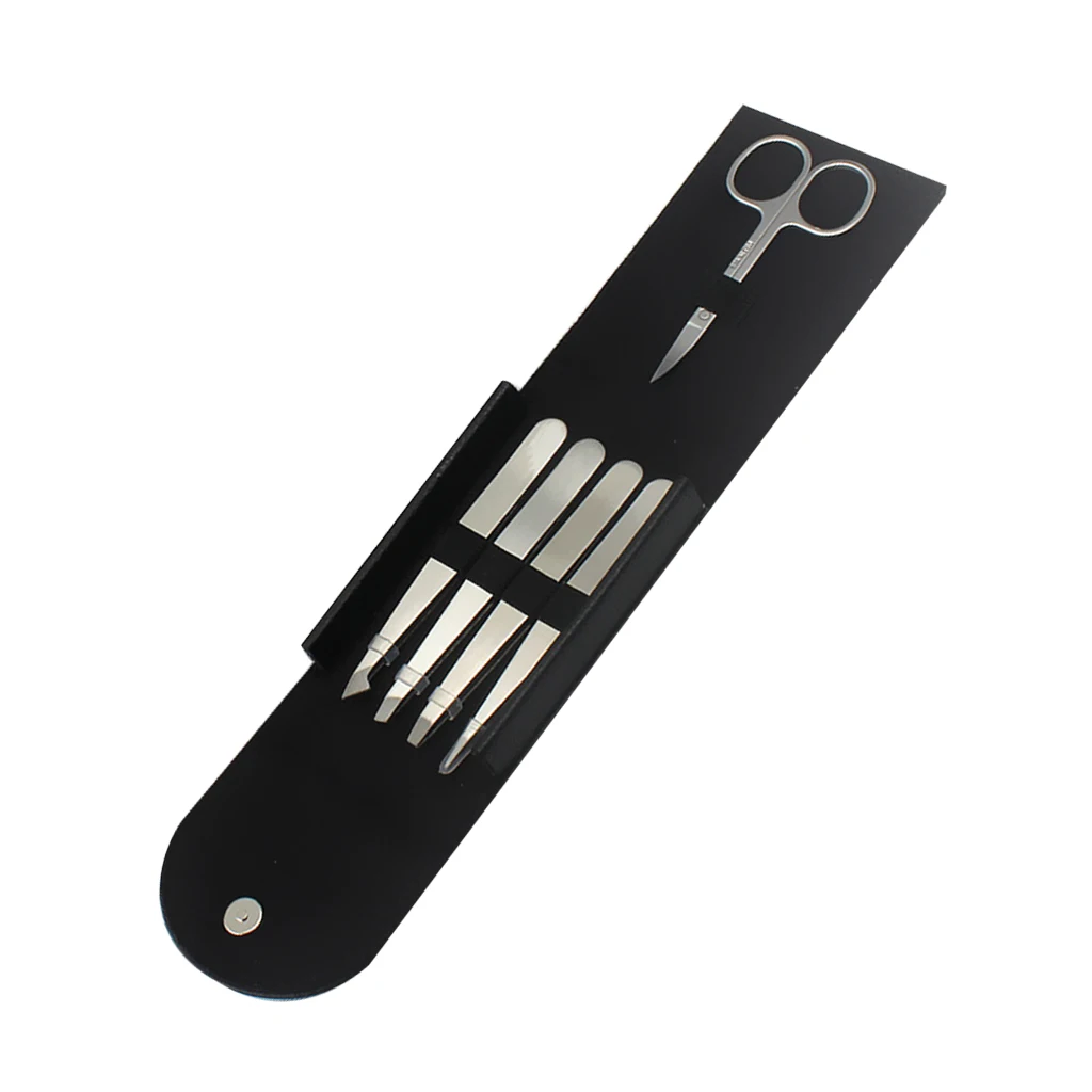 5 шт. профессиональные Плоские пинцеты из нержавеющей стали с косым наконечником