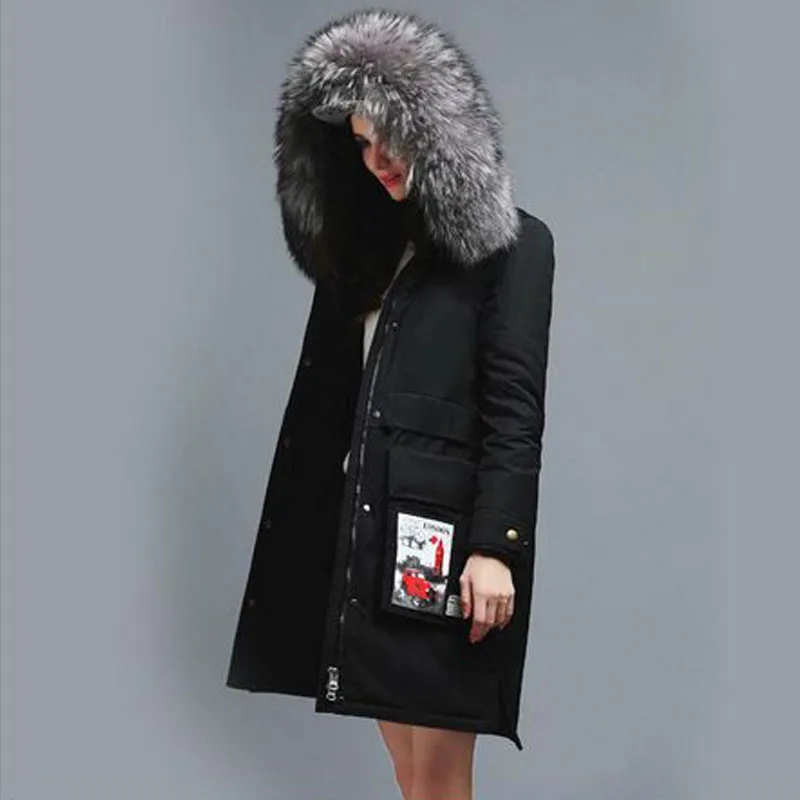 Большая зимняя куртка из натурального меха енота 2018 Женское пальто утолщенная