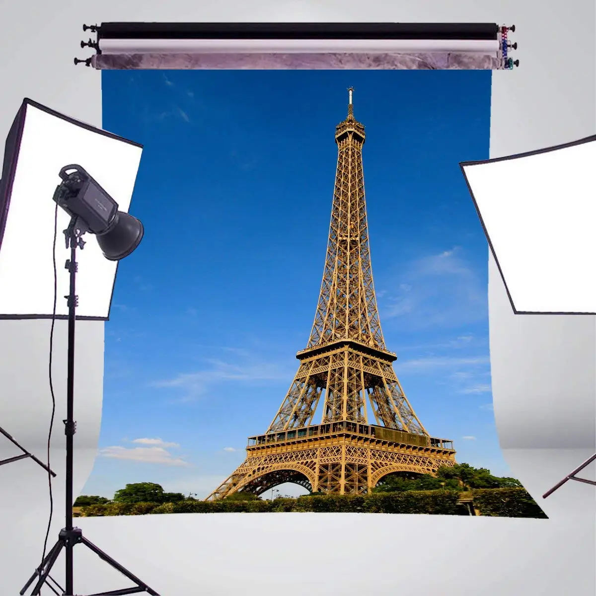 5x7ft голубое небо фон для фотосъемки Париж Эйфелева башня студийной