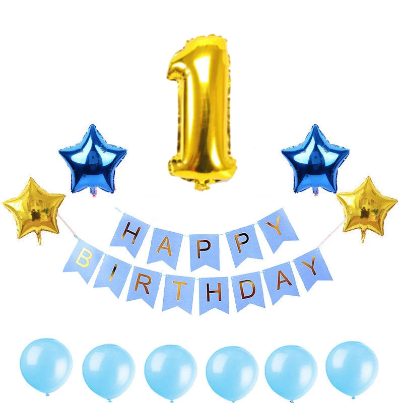 1-е украшение на детский день рождения баннер С Днем Рождения Золотой номер 1