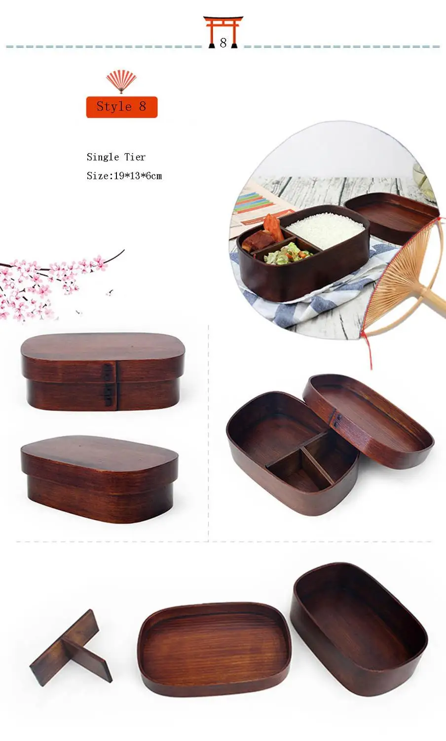 GODWJ посуда деревянный Ланч-бокс японский стиль студенческие контейнеры для еды для детей Отсек Bento коробки кухонная посуда - Цвет: 8