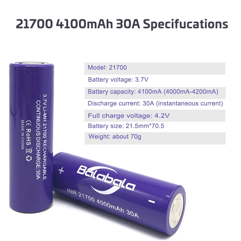 21700 4000mah литиевая батарея 30A 3 7 V аккумуляторы высокой мощности для электрических