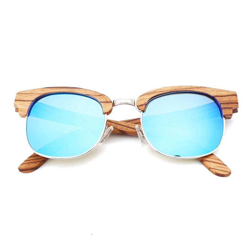 

zebra wood semi-rimless sunglasses polarized Retro fashion sunglasses women wood bamboo UV400 sunglasses oculos de sol feminino