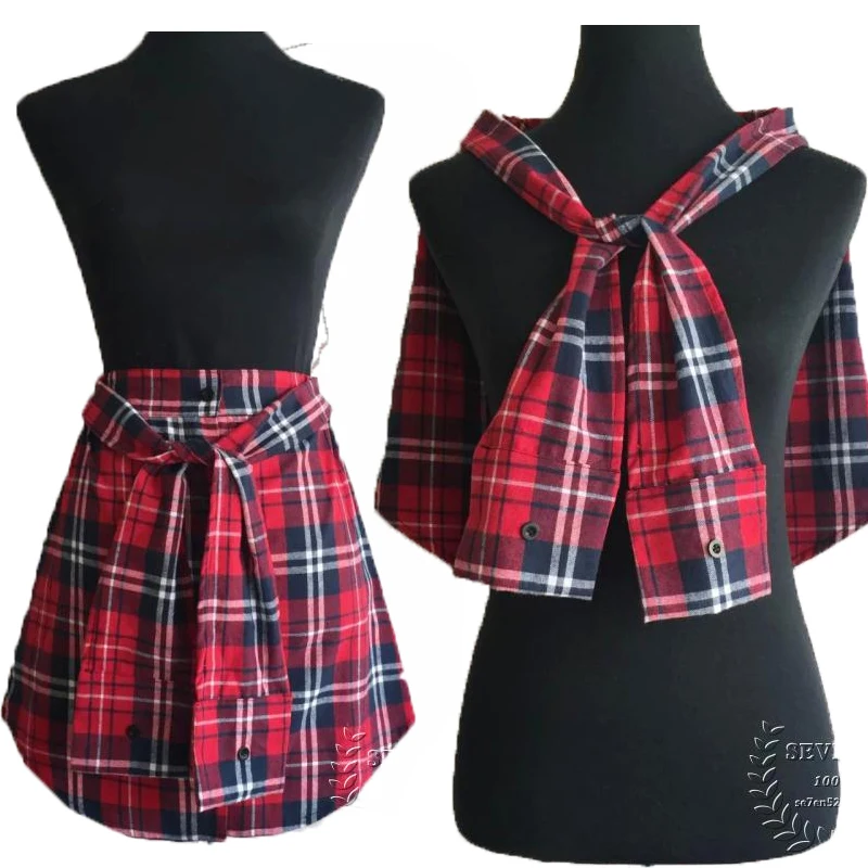 Женская мини-юбка модная клетчатая Повседневная с узлом 2016 | одежда