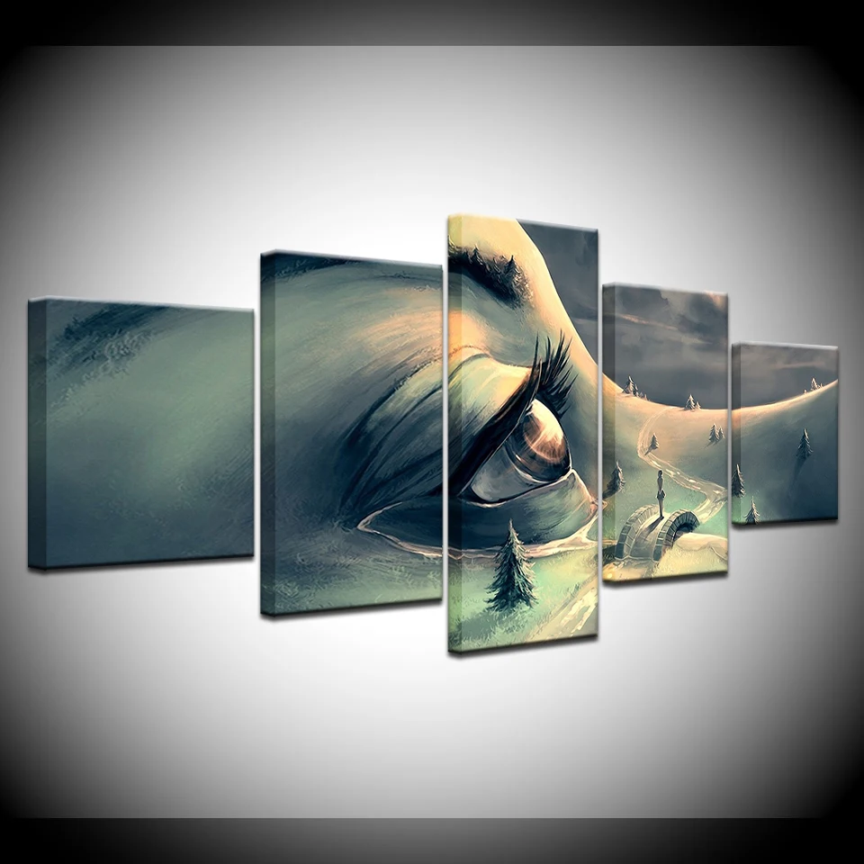 

HD Printed 5 Piece Canvas Art Autumn Trees Human Face Eyes Modern Canvas Wall Art Painting Wall Pictures for Living Room Artwork