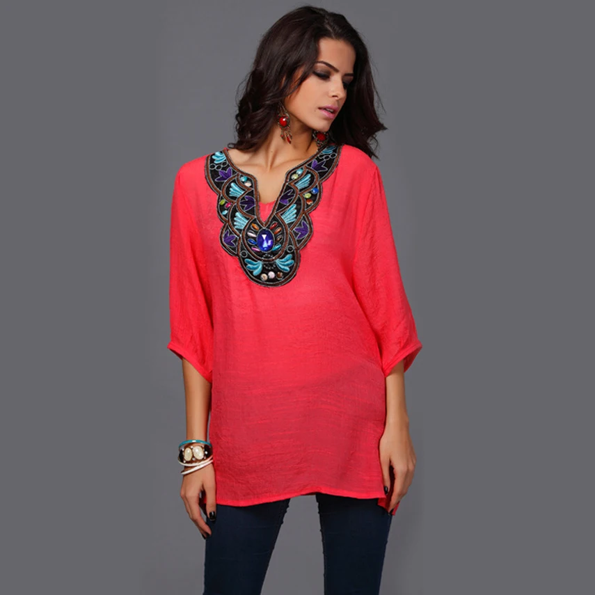 Горячие продажа женщины топы и блузки 2016 новая мода плюс размер темно-синий осень