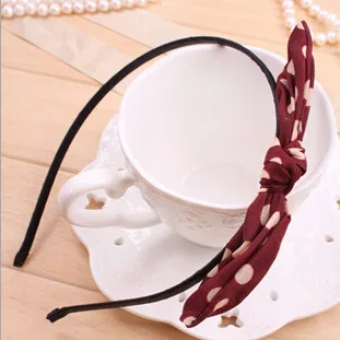 Free shipping checking hair ribbon bow stripes dot hoop head ornaments pearl marriage decoration Festival Gifts |