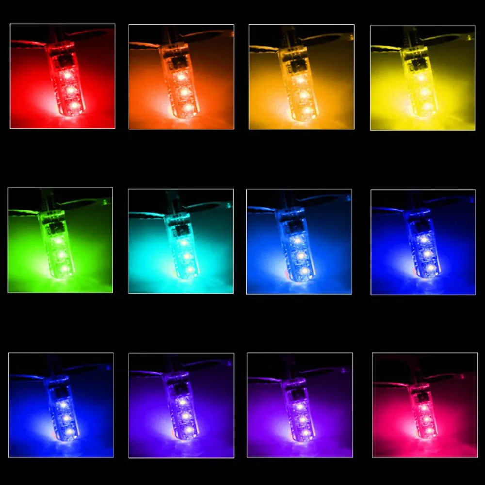 2 шт. T10 W5W светодиодные автомобильные лампы RGB с пультом дистанционного