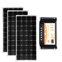 Waterproof Solar Panel 100w 18v 3 Pcs 12v Battery Charger Solar Kit 300w Solar Controller 12v/24v 20A  Rv Caravan Car Camp  Led